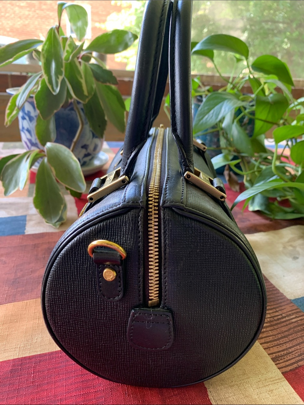 MCM Black Mini Barrel Satchel with Gold Hardware - Picture 4 of 11